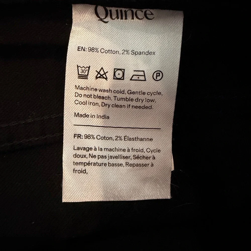 Quince Comfort Stretch Traveler 5 Pocket Pants Slim Office Date Black 34 34 NWT
